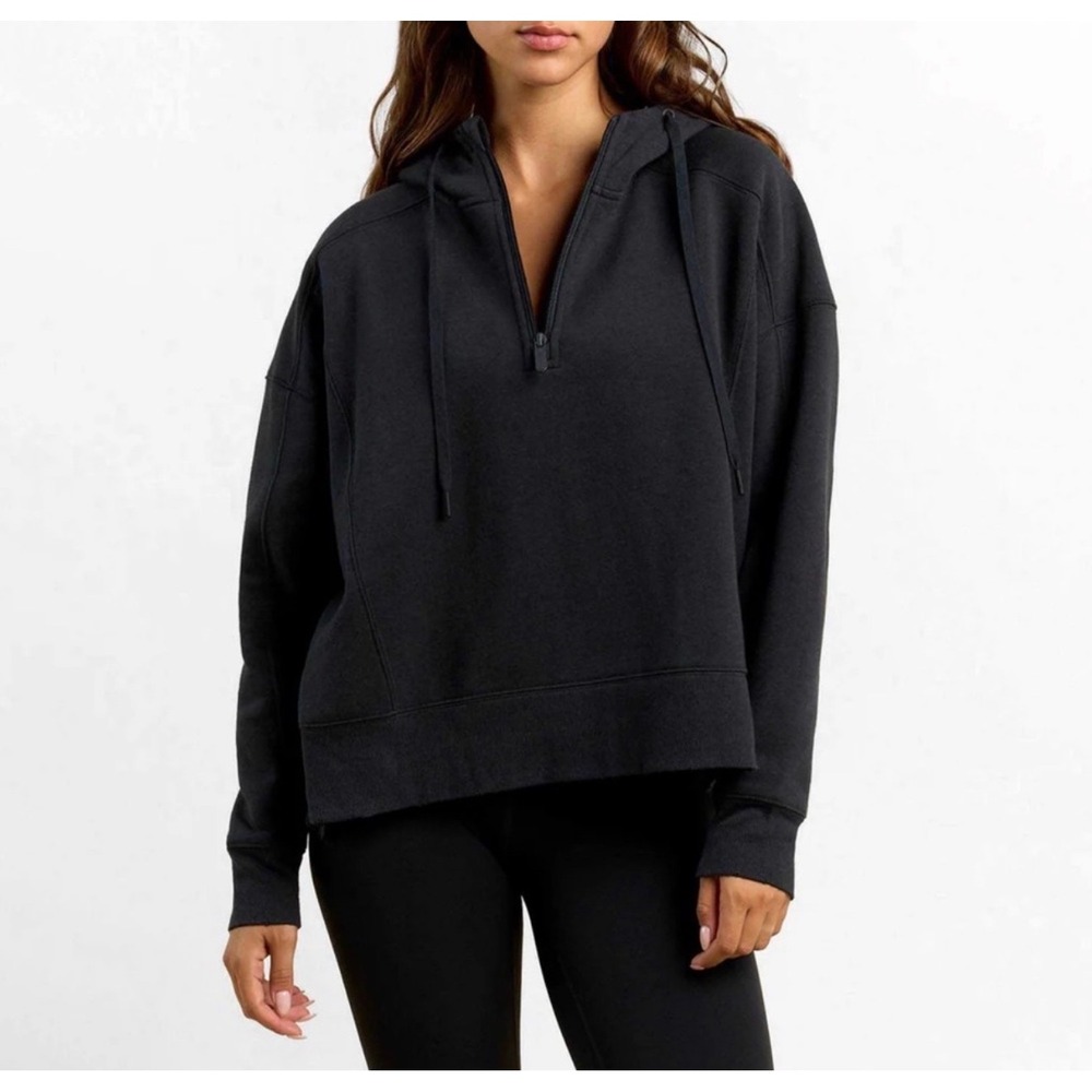 Nuuds Charcoal Grey Quarter Zip Hoodie & Shorts Lounge Set Vintage Fleece Small